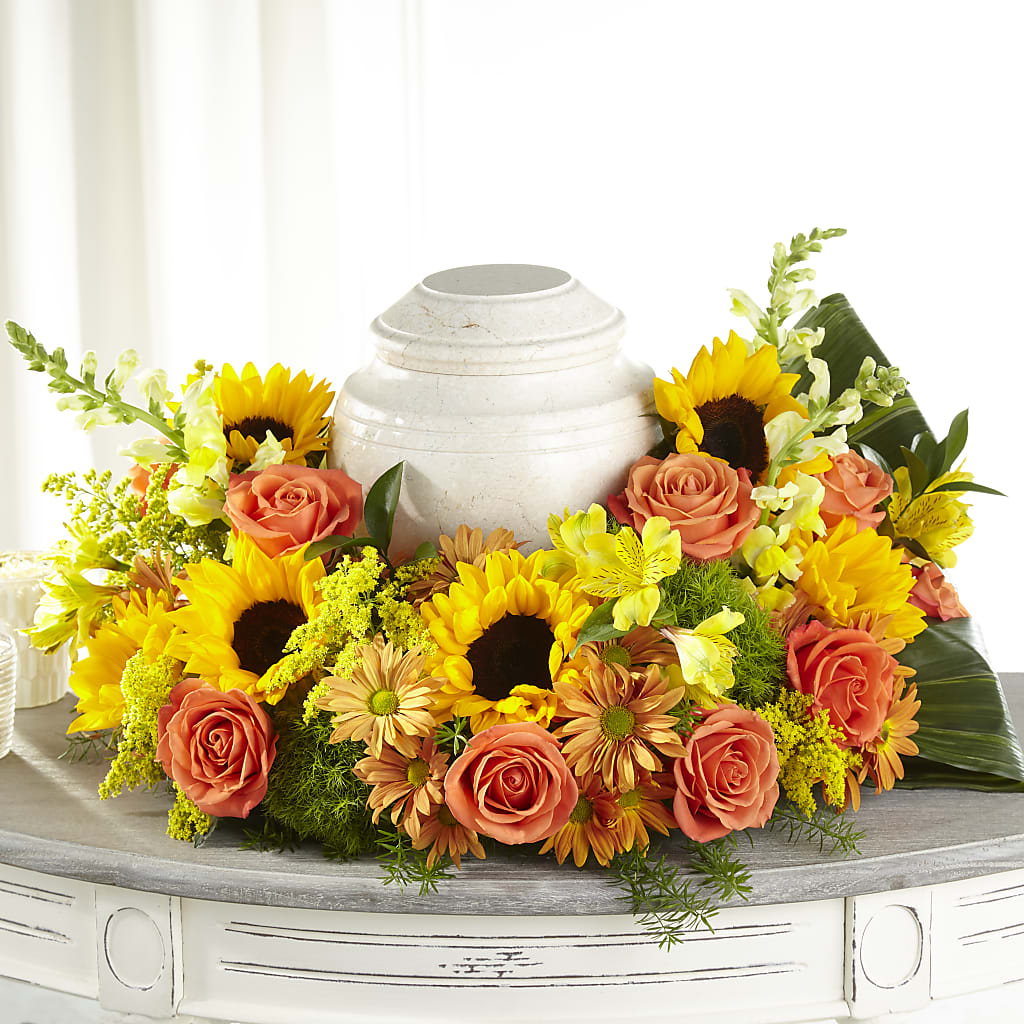 Faithful Sunflower Cremation Adornment – Ellijay Florist And Gifts, Ellijay GA