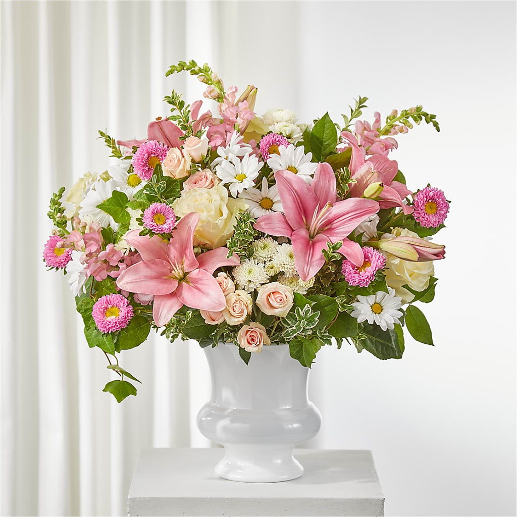Empathetic Blooms Urn Arrangement – Ellijay Florist And Gifts, Ellijay GA
