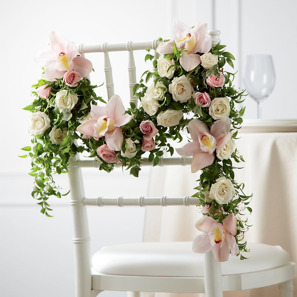 Orchid Rose Chair Décor – Ellijay Florist And Gifts, Ellijay GA