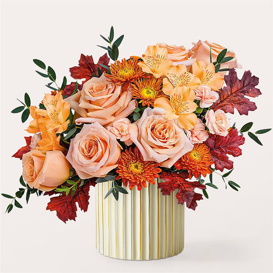 Spiced Latte Bouquet with Ivory Vase –  Ellijay Florist And Gifts, Ellijay GA